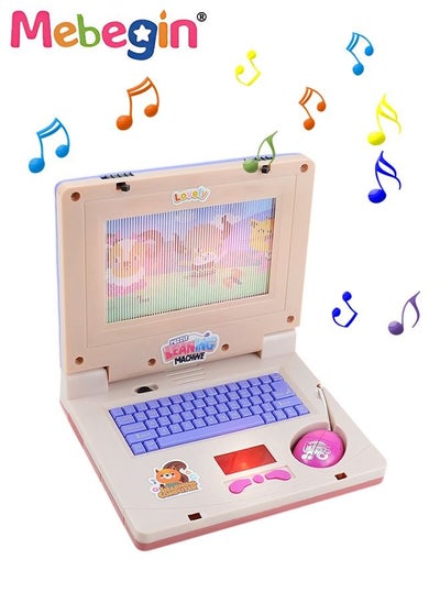 Buy Kids Learning Laptop with Music and Light, Play Laptop Computer Electronic Educational Learning Computer, Simulation Music Preschool Pretend Toys with Retractable Mouse for Early Learning, Pink in Saudi Arabia