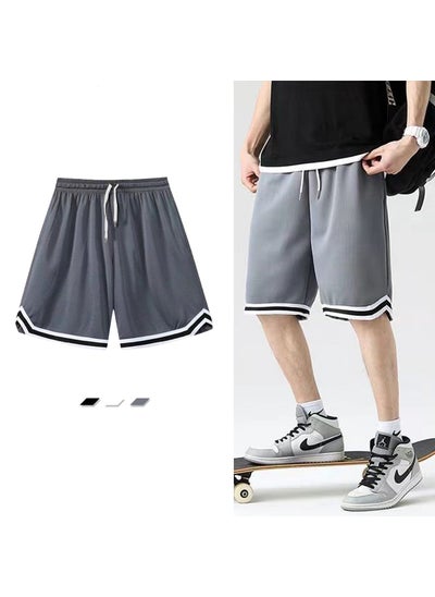 Buy Ultra-Thin Ice Silk Mens Shorts Breathable Quick-Dry Grey in Saudi Arabia