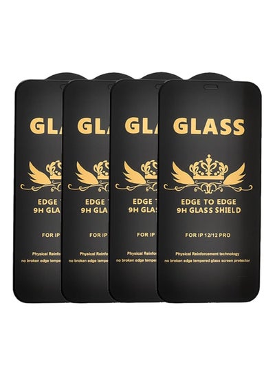 Buy G-Power 9H Tempered Glass Screen Protector Premium With Anti Scratch Layer And High Transparency For Iphone 12 Set Of 4 Pack 6.1" - Black in Egypt