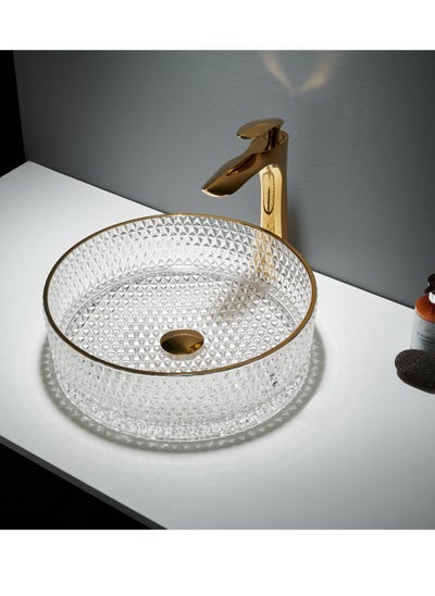 Buy Crystal Glass wash basin 36*36*12 cm in Saudi Arabia