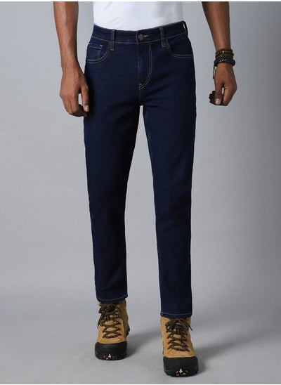 Buy Mid Rise Tapered Fit Stretchable Jeans in Saudi Arabia