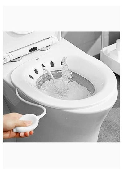 Buy Foldable Sitz Bath for Toilet, Portable Sitz Bath Basin with Flusher, Steam Seat Bidet for Postpartum Care,Grey in UAE