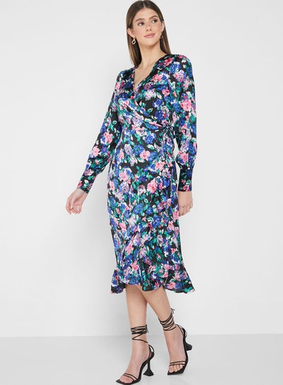 Buy Floral Print Ruffle Detail Dress in UAE