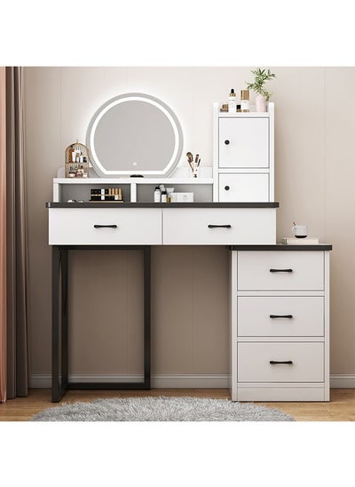 Buy Multifunctional Makeup Vanity Dressing Table with Drawers 100 CM in UAE