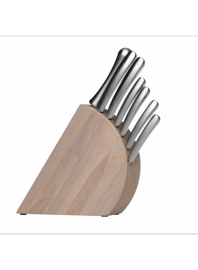 Buy 8-Piece Knife Block - 1X Peeling Knife, 1X Utility Knife, 1X Utility Knife, 1X Boning Knife, 1X Chef's Knife, 1X Bread Knife, 1X Sharpener, 1X Wooden Block in Egypt