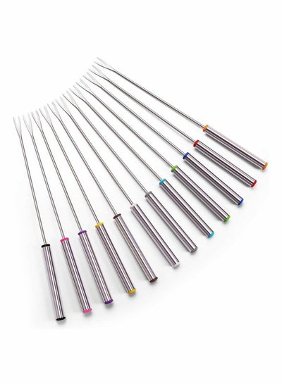 اشتري Marshmallow Roasting Sticks Stainless Steel Fondue Forks with Heat Resistant Handle for Chocolate Fountain Cheese Fondue Set of 12 في السعودية