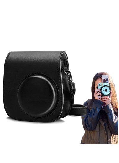 اشتري جراب كاميرا من جلد البولي يوريثان متوافق مع حقيبة Instax Mini 11 الفورية بجيب ناعم وحزام كتف قابل للإزالة / قابل للتعديل ، سهل الحمل (أسود) في الامارات