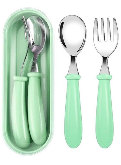 اشتري Toddler Utensils Toddler Forks and Spoons Stainless Steel Baby Utensils Baby Silverware Set Green في السعودية