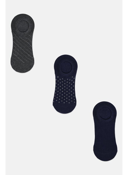 Buy Men 3 Pair Knitted Invisible Socks, Navy Combo in UAE