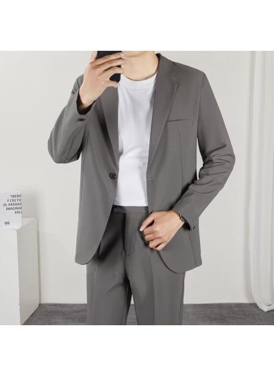 اشتري Korean Style Casual Suit Set for Men Medium gray في الامارات