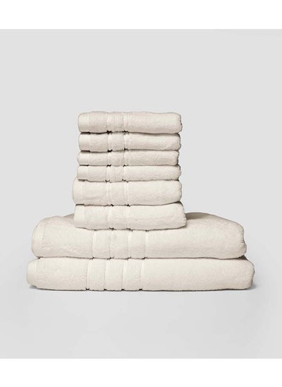 اشتري 8 Pieces Set by La'Marvel, Cream 600 GSM 100% Cotton Plux Towels في السعودية