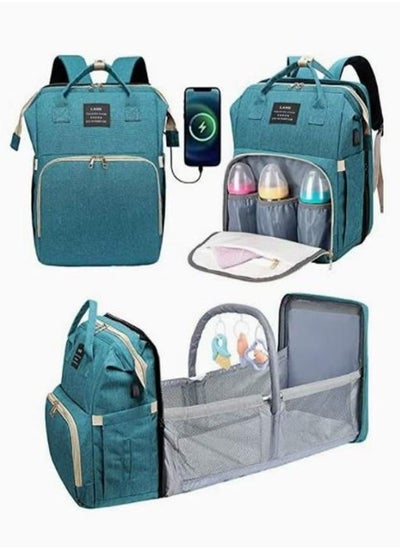 Buy New Style Multifunctional Portable Mommy Bed Backpack With Mosquito Net For Baby (Blue) in UAE