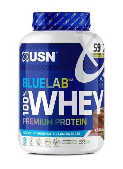 Buy USN Blue Lab Whey Chocolate Caramel 2kg, Premium Whey Protein Powder, Scientifically-formulated, High Protein Post-Workout Powder Supplement with Added BCAAs in UAE