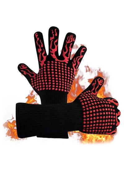 اشتري BBQ Gloves,1472℉(800℃) Extreme Heat Resistant Grill Gloves,14 inch Ultra-Long Wrist Cooking Gloves for Barbecue,Cooking في الامارات