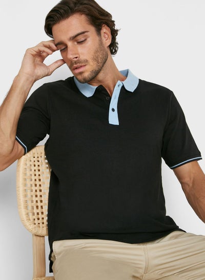 Buy Contrast Collar Pique Polo Shirt in Saudi Arabia