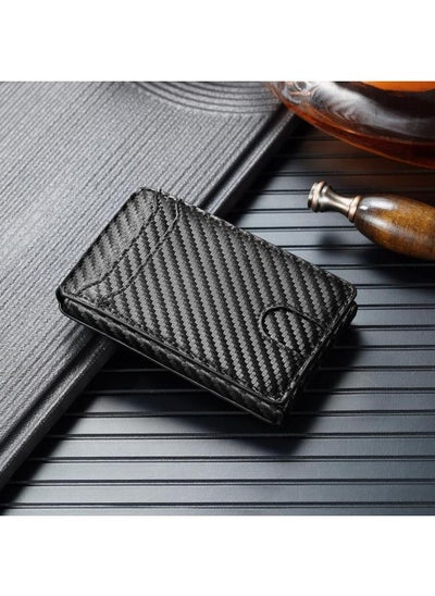 Buy Spring New Anti-theft Card Holder Leather Wallet Carbon Fiber Beauty Clip Direct For Men in Saudi Arabia