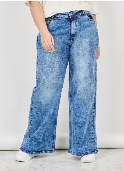 Buy Acid Wash Wide Leg Jeans in Saudi Arabia