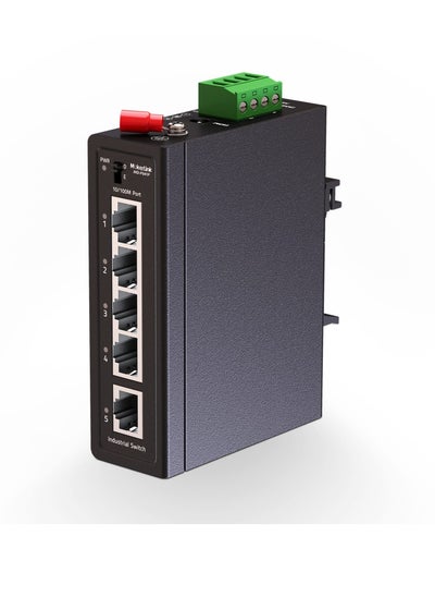 Buy 5 Port Industrial Din Rail Switch, 5 Port Industrial Switch, 4 Ports and 1 Uplink, 10/100Mbps Fast Ethernet, DIN-Rail & Wall Mount Included, for IP Cameras, VoIP Phones, Wireless APs - IEEE802.3af/at in Saudi Arabia