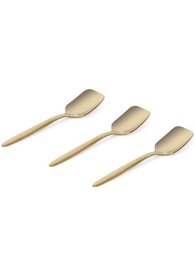 Buy Freya 3-Piece Ice Cream Spoon Set, Gold - 12 cm in UAE