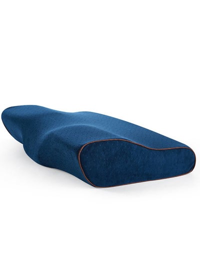 Buy Orthopedic Memory Foam Butterfly Pillow Cervical Neck Support Pillow Blue 50*30*30*6cm in Saudi Arabia