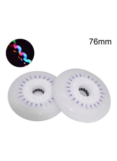 Buy 2Pcs 76mm In-line Speed Skate Skating LED Light Flashing Roller Wheels 20*10*20cm in UAE