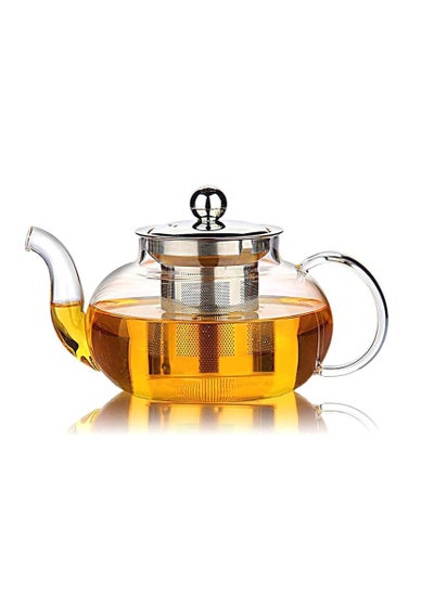 اشتري Glass Teapot with Stainless Steel Infuser & Lid, Borosilicate Glass Tea Pot Stovetop Safe, Blooming & Loose Leaf Teapots, Teapot, Glass في الامارات