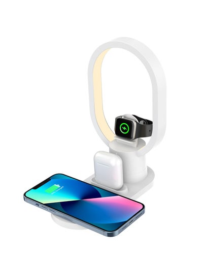 Buy Wireless Charger with Touch Lamp Wake-up Light, LED Desk Lamp Dimmable Nightstand Reading Lamp for Bedroom, Living Room, Office in UAE