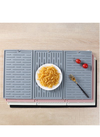 Buy Silicone Dish Drainer Mat, Collapsible Trifold Easy Storage Silicone Drying Mat for Kitchen Counter Heat & Cold Resistant, Easy to Clean Anti-Slip Durable Dish Drying Kitchen Mat in UAE