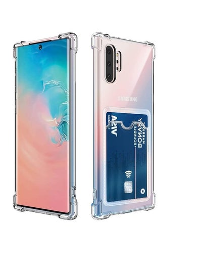 Buy Clear Wallet Phone Case for Samsung Galaxy Note 10 Plus Upgrade Card Slot Case Slim Fit Protective Soft TPU Shockproof Cover with Cute Card Holder - Transparent in Egypt