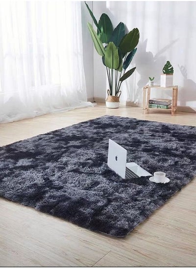 Buy 120*160 carpet plush carpet long hair carpet children's room soft carpet dark grey in Saudi Arabia