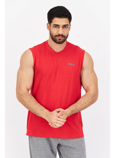 Buy Men Sportswear Fit Sleeveless Training Tank, Red in UAE