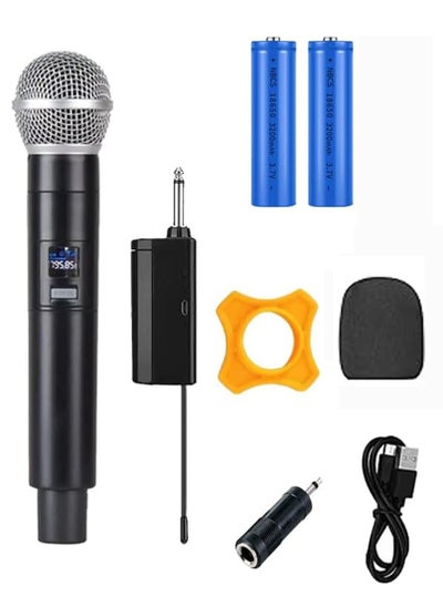 Buy Portable Wireless Microphone System 1 Pcs Mic Professional Battery Operated Handheld Dynamic Unidirectional Cordless Microphone Transmitter Set W/Adapter Receiver in Saudi Arabia