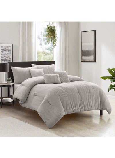 اشتري Allure Roulette 7 -Piece King Comforter Set 240X260 Cm Grey في الامارات