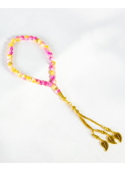 Buy Pink Yellow Alabaster Stone Prayer Bead of 33 Beads and High Quality Tassel in Egypt