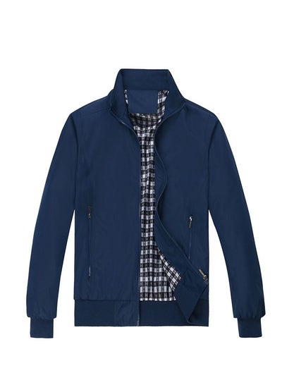 Buy Spring Autumn Business Style Slim Jacket Blue in Saudi Arabia