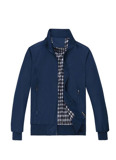 Buy Spring Autumn Business Style Slim Jacket Blue in Saudi Arabia