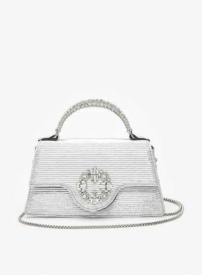 اشتري Women's Embellished Satchel Bag with Grab Handle and Chain Link Strap في الامارات