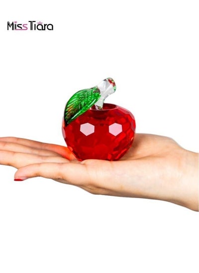 اشتري Crystal Apple Creative Ornament Craft Trinket Art Glass Fruit Collectible Figurine Home Decor Gift في الامارات