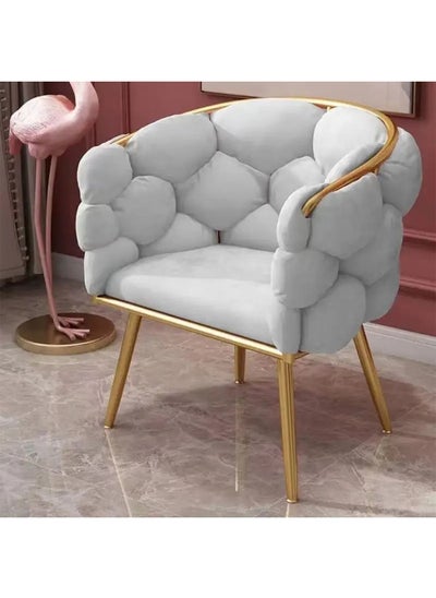 Buy Makeup Vanity Chair Modern Dining Chair Stool with Backrest Gold Metal Legs and Elegant Tufted Back in UAE