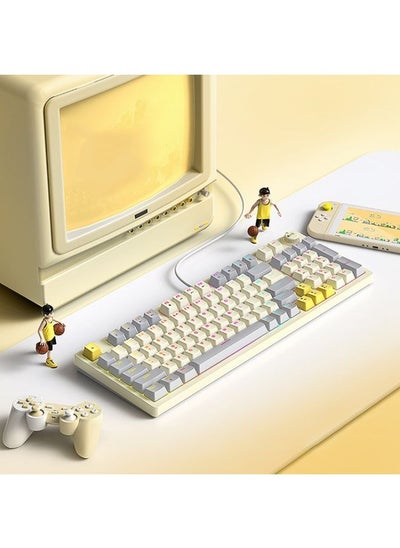 Buy T-WOLF T50 97-keys RGB Luminous Color-Matching Game Mechanical Keyboard with Knob, Color: White A in Saudi Arabia