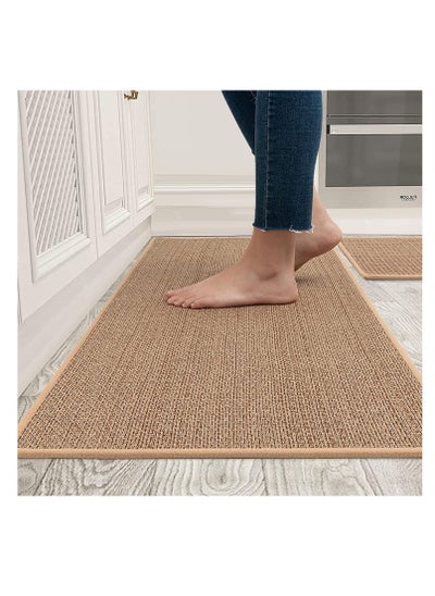 Buy Kitchen Rugs and Mats Washable [2 PCS] Non-Skid Natural Rubber Kitchen Mats for Floor Runner Rugs Set for Kitchen Floor Front of Sink in UAE