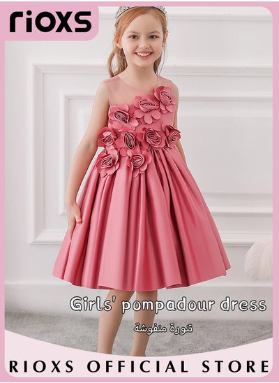 Buy Toddler Girls Flutter Sleeves Pleated Flower Dress Pageant Bowknot Dress Costumes Wedding Dress for Birthday Party Formal Occasions in UAE