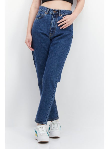 Buy Women Regular Fit Plain Non-Stretchable Jeans, Blue in Saudi Arabia