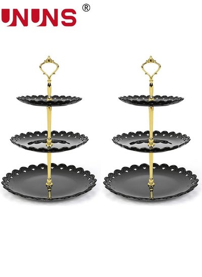 اشتري 2 Pack 3-Tier Cupcake Stand, Dessert Tower Tray, Tiered Serving Cake Stand, Dessert Stand Pastry Stand Disposable Pastry Stand for Party Wedding Home Decor في الامارات