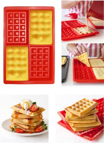 Buy Multipurpose Silicone Waffle Mold 4 Cavity Cake Pan for Waffle, Chocolate, Candy Crafts in Egypt