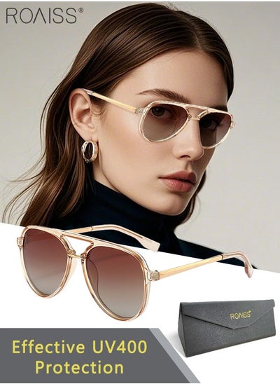 Buy Retro Oversized Round Polarized Sunglasses for Women Men Classic  Aviator Sunglasses For Women Men Retro Uv Protection Sun Shades for Driving, Fishing, Traveling (Clear Brown) in Saudi Arabia