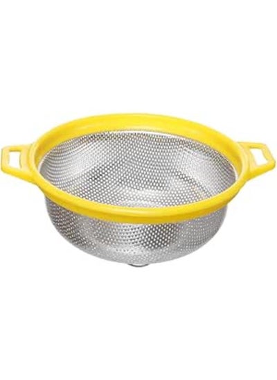 اشتري Stainless Steel Hand Plastic Micron Strainer 24Cm Silver And Yellow في مصر