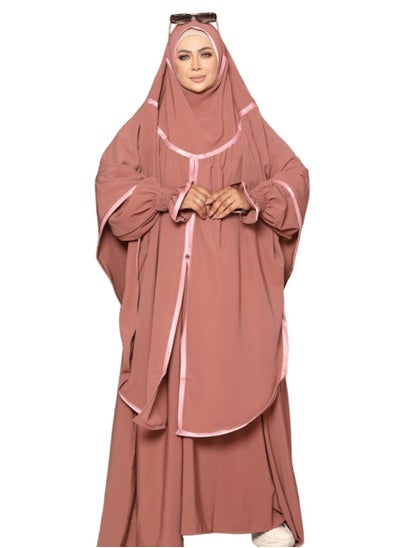 Buy Iedna the material is royal crepe, it consists of 3 pieces, a niqab and a robe, and its clothing is one size and fits up to 120 kilos for women. in Egypt