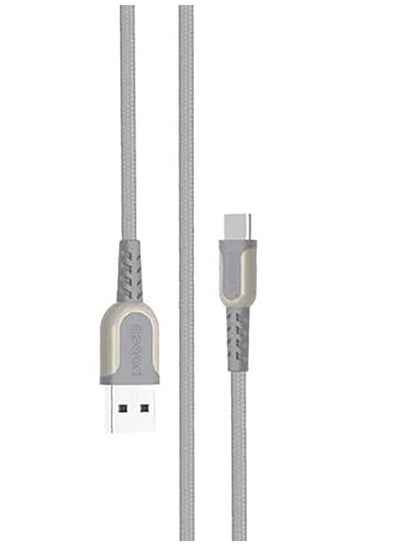 Buy Metal Braided Type-C Cable 2.4m - Gray in UAE