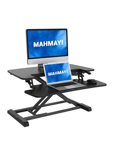 Buy Laptop Stand Up Desk Converter with Deep Keyboard Tray - Black in UAE